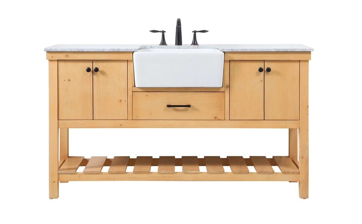 Clement Single Bathroom Vanity in natural wood