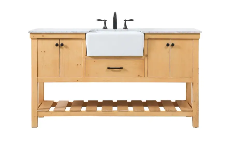Clement 60" Single Bathroom Vanity in Natural Wood