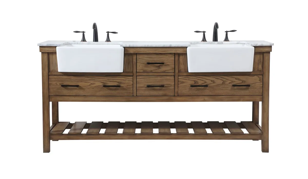 Clement Double Bathroom Vanity in driftwood