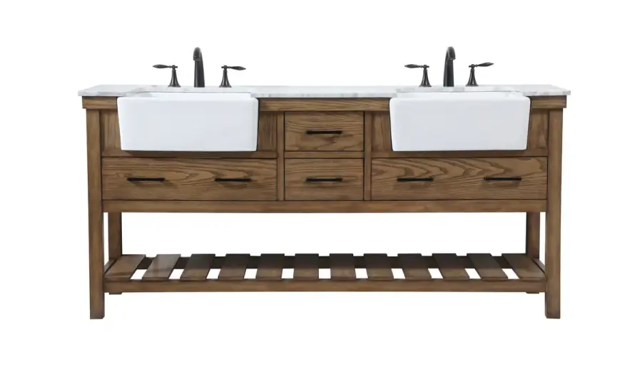 Clement 72" Double Bathroom Vanity in Driftwood