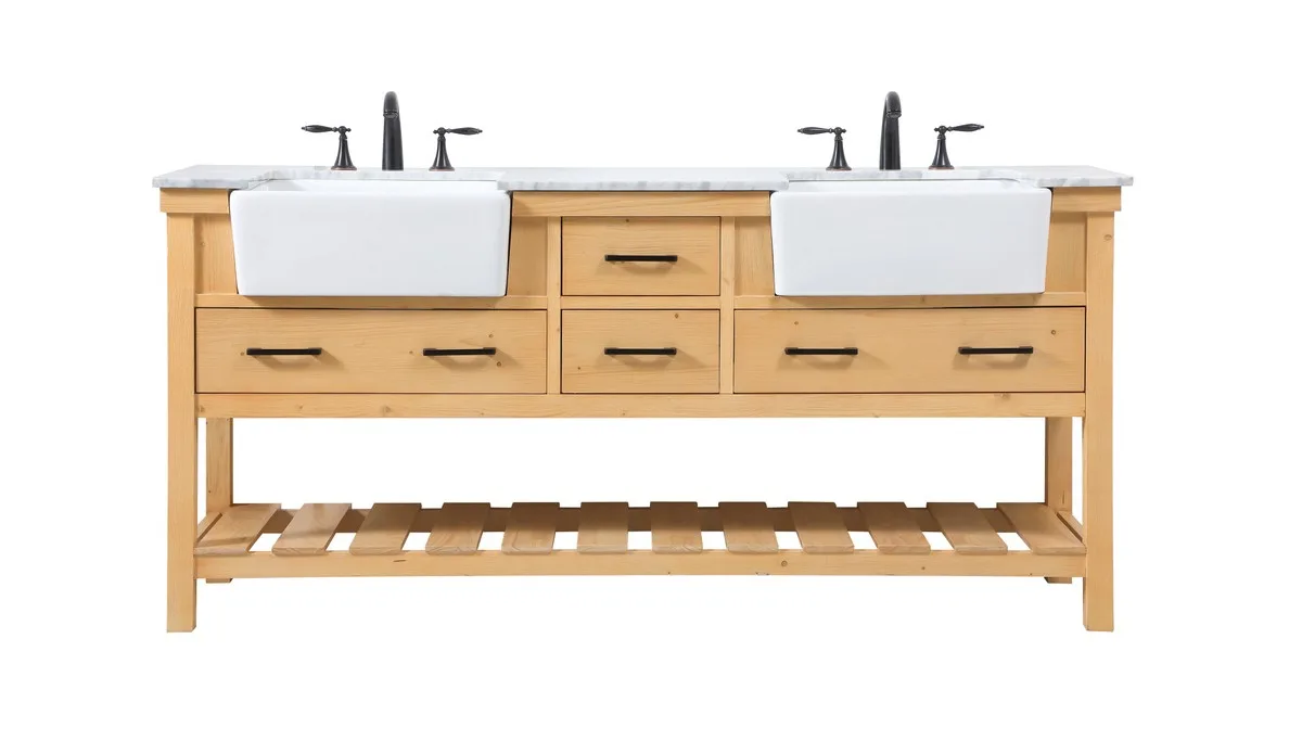 Clement Double Bathroom Vanity in natural wood