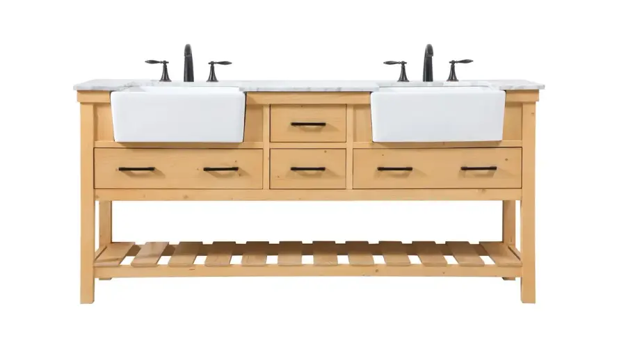Clement 72" Double Bathroom Vanity in Natural Wood
