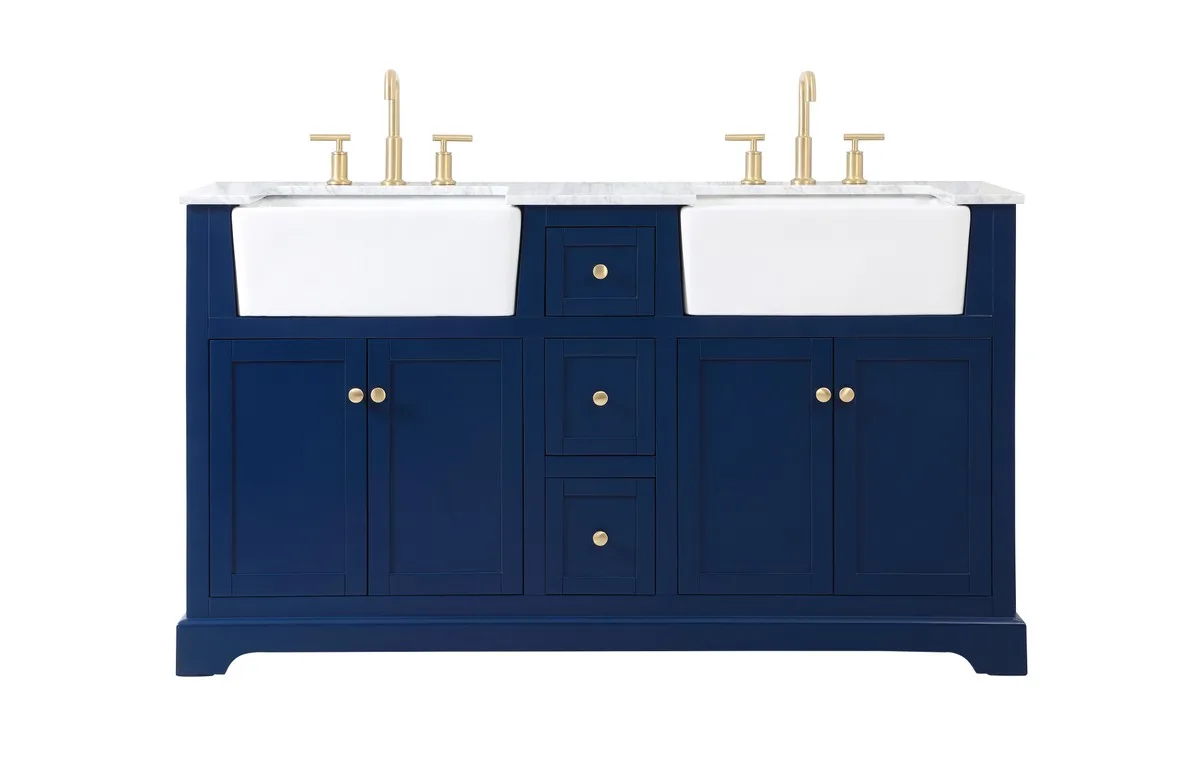 Franklin 60" Double Bathroom Vanity in Blue