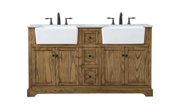 Franklin 60" Double Bathroom Vanity in Driftwood