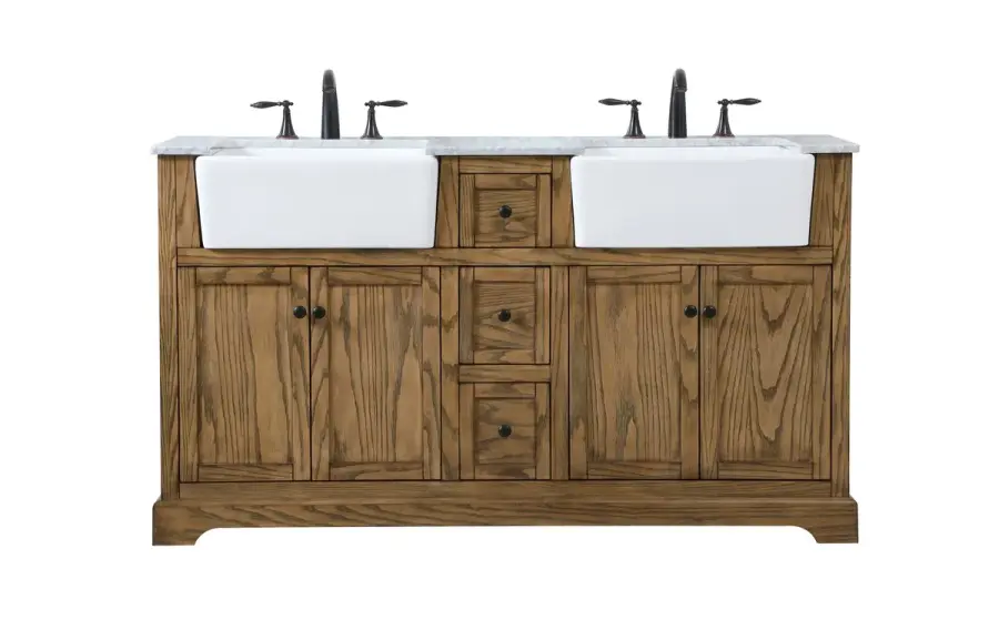 Franklin 60" Double Bathroom Vanity in Driftwood