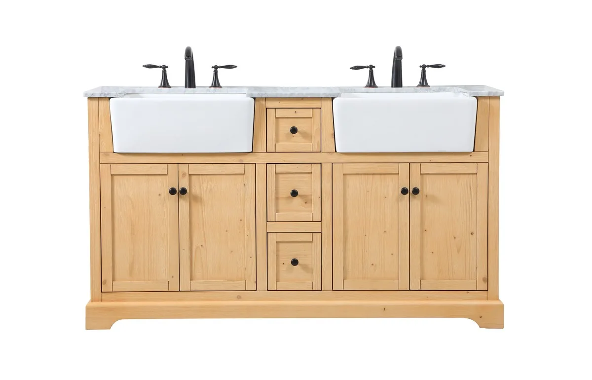 Franklin Double Bathroom Vanity in natural wood