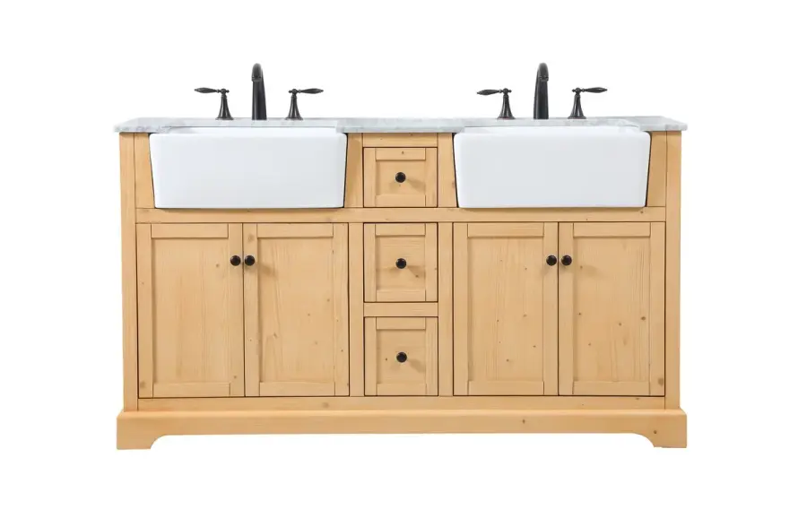 Franklin 60" Double Bathroom Vanity in Natural Wood