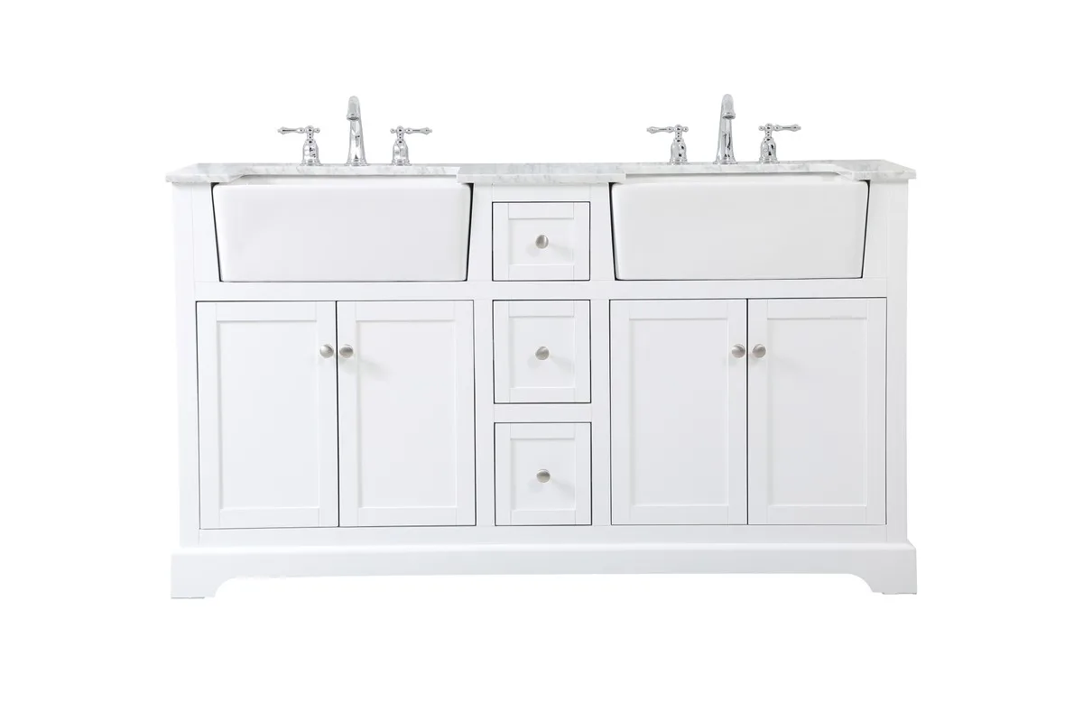 Franklin 60" Double Bathroom Vanity in White