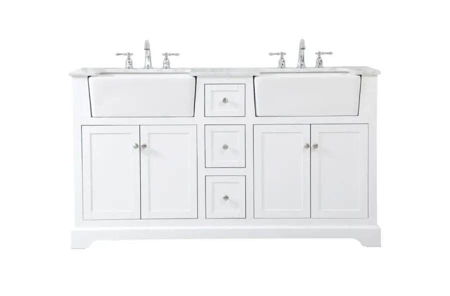 Franklin 60" Double Bathroom Vanity in White
