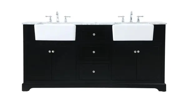 Franklin 72" Double Bathroom Vanity in Black