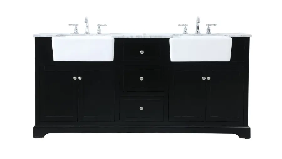 Franklin 72" Double Bathroom Vanity in Black