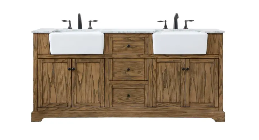 Franklin 72" Double Bathroom Vanity in Driftwood