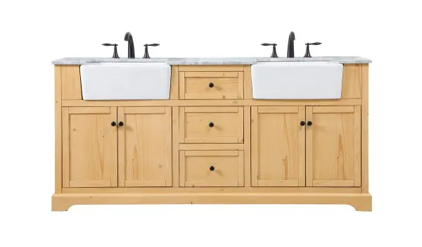 Franklin 72" Double Bathroom Vanity in Natural Wood