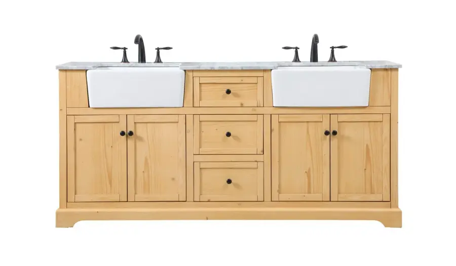 Franklin 72" Double Bathroom Vanity in Natural Wood