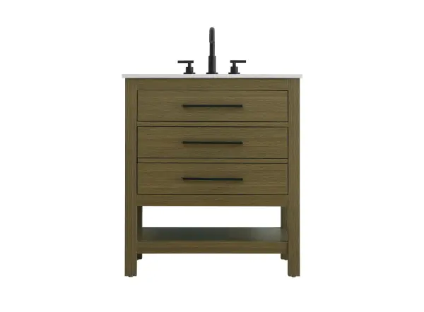 Dimensions
Length: 30"
Width: 22"
Height: 34"
Counter Top Length: 30"
Counter Top Width: 22"
Counter Top Height: 4"
Sink Width: 17.13"
Sink Depth: 11.61"
Sink Height: 7"
Sink Drain Hole Size: 1.75"
Faucet Hole Spacing: 8"3 Holes"
Specifications
Assembly Required: No
Base Material: Solid wood and MDF
Counter Top Edge Style: straight
Counter Top Finish: marble white
Distressed Finish: No
Drain Assembly Included: No
Faucet Included: No
Faucet Type: Widespread
Finish (Color): Chestnut Brown
Vanity Material: Solid Wood and MDF
Hardware Finish: black
Harware Material: Aluminum alloy
Number of Faucet Holes: 3
Number of Sinks: 1
Product Shape: Rectangle
Product Type: Bathroom Vanities
Product Warranty: 1 year limited
Sink Mounting Type: Undermount
Vanity Backsplash: NO
Vanity Mounting Type: Free-Standing
136
Wire Included: No
Wood Type: Rubberwood
Shipment type: LTL
US Shipping Cost: $142.00
Drawers
Drawers Included: yes
Number of Drawers: 2
False Drawers: no
Drawer Width: dw1:25
dw2:25
Drawer Depth: dw1:5.125 dw2:15.625
Drawer Height: dw1:5.375 dw2:11.25
Drawer Handle Designs: Bar pulls
Shelves
Number of Shelves: 1
Shelf Width: 25.25