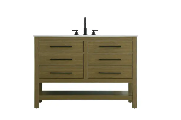 Dimensions
Length: 48"
Width: 22"
Height: 34"
Counter Top Length: 48"
Counter Top Width: 22"
Counter Top Height: 4"
Sink Width: 17.13"
Sink Depth: 11.61"
Sink Height: 7"
Sink Drain Hole Size: 1.75"
Faucet Hole Spacing: 8"3 Holes"
Specifications
Assembly Required: No
Base Material: Solid wood and MDF
Counter Top Edge Style: straight
Counter Top Finish: marble white
Distressed Finish: No
Drain Assembly Included: No
Faucet Included: No
Faucet Type: Widespread
Finish (Color): Chestnut Brown
Vanity Material: Solid Wood and MDF
Hardware Finish: black
Harware Material: Aluminum alloy
Number of Faucet Holes: 3
Number of Sinks: 1
Product Shape: Rectangle
Product Type: Bathroom Vanities
Product Warranty: 1 year limited
Sink Mounting Type: Undermount
Vanity Backsplash: NO
Vanity Mounting Type: Free-Standing
198
Wire Included: No
Wood Type: Rubberwood
Shipment type: LTL
US Shipping Cost: $213.00
Drawers
Drawers Included: yes
Number of Drawers: 4
False Drawers: no
Drawer Width: dw1:20.375 dw2:20.375
Drawer Depth: dw1:5.125 dw2:15.625
Drawer Height: dw1:5.375 dw2:11.25
Drawer Handle Designs: Bar pulls
Shelves
Number of Shelves: 1
Shelf Width: 43.25