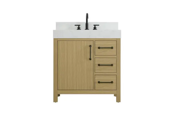 Dimensions
Length: 32"
Width: 22"
Height: 34"
Counter Top Length: 32"
Counter Top Width: 22"
Counter Top Height: 4"
Sink Width: 17.13"
Sink Depth: 11.61"
Sink Height: 7"
Sink Drain Hole Size: 1.75"
Faucet Hole Spacing: 8"3 Holes"
Specifications
Assembly Required: No
Base Material: Solid wood and MDF
Counter Top Edge Style: straight
Counter Top Finish: marble white
Distressed Finish: No
Drain Assembly Included: No
Faucet Included: No
Finish (Color): Honey Brown
Vanity Material: Solid Wood and MDF
Hardware Finish: black
Harware Material: Aluminum alloy
Number of Faucet Holes: 3
Number of Sinks: 1
Product Shape: Rectangle
Product Type: Bathroom Vanities
Product Warranty: 1 year limited
Sink Mounting Type: Undermount
Vanity Backsplash: YES
Vanity Mounting Type: Free-Standing
Weight: 172
Wire Included: No
Wood Type: Rubber wood
Shipment type: LTL
US Shipping Cost: $142.00
Drawers
Drawers Included: yes
Number of Drawers: 3
False Drawers: no
Drawer Width: 10
Drawer Depth: 15.125
Drawer Height: 7.125
Drawer Handle Designs: Bar pulls
Shelves
Number of Shelves: 1
Shelf Width: 17.25
Cabinets
Number of Cabinets: 1
Cabinet Interior Width: 17.25
Cabinet Interior Depth: 17.875
Cabinet Interior Height: 22.375