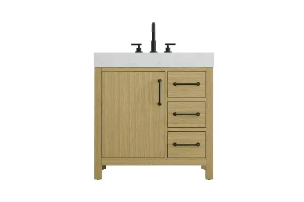 Dimensions
Length: 32"
Width: 22"
Height: 34"
Counter Top Length: 32"
Counter Top Width: 22"
Counter Top Height: 4"
Sink Width: 17.13"
Sink Depth: 11.61"
Sink Height: 7"
Sink Drain Hole Size: 1.75"
Faucet Hole Spacing: 8"3 Holes"
Specifications
Assembly Required: No
Base Material: Solid wood and MDF
Counter Top Edge Style: straight
Counter Top Finish: marble white
Distressed Finish: No
Drain Assembly Included: No
Faucet Included: No
Faucet Type: Widespread
Finish (Color): Honey Brown
Vanity Material: Solid Wood and MDF
Hardware Finish: black
Harware Material: Aluminum alloy
Number of Faucet Holes: 3
Number of Sinks: 1
Product Shape: Rectangle
Product Type: Bathroom Vanities
Product Warranty: 1 year limited
Sink Mounting Type: Undermount
Vanity Backsplash: NO
Vanity Mounting Type: Free-Standing
176
Wire Included: No
Wood Type: Rubber wood
Shipment type: LTL
US Shipping Cost: $149.00
Drawers
Drawers Included: yes
Number of Drawers: 3
False Drawers: no
Drawer Width: 10
Drawer Depth: 15.125
Drawer Height: 7.125
Drawer Handle Designs: Bar pulls
Shelves
Number of Shelves: 1
Shelf Width: 17.25
Cabinets
Number of Cabinets: 1
Cabinet Interior Width: 17.25
Cabinet Interior Depth: 17.875
Cabinet Interior Height: 22.375
