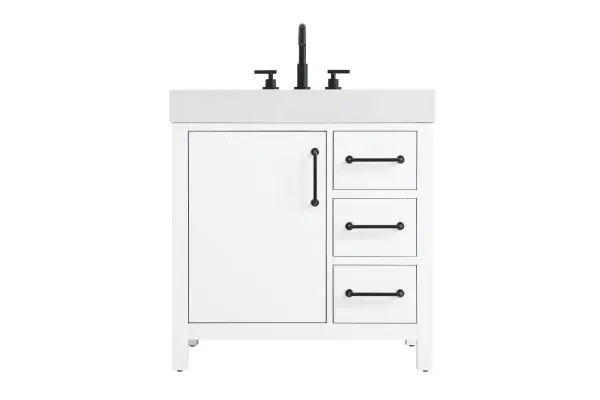 Dimensions
Length: 32"
Width: 22"
Height: 34"
Counter Top Length: 32"
Counter Top Width: 22"
Counter Top Height: 4"
Sink Width: 17.13"
Sink Depth: 11.61"
Sink Height: 7"
Sink Drain Hole Size: 1.75"
Faucet Hole Spacing: 8"3 Holes"
Specifications
Assembly Required: No
Base Material: Solid wood and MDF
Counter Top Edge Style: straight
Counter Top Finish: marble white
Distressed Finish: No
Drain Assembly Included: No
Faucet Included: No
Faucet Type: Widespread
Finish (Color): White
Vanity Material: Solid Wood and MDF
Hardware Finish: black
Harware Material: Aluminum alloy
Number of Faucet Holes: 3
Number of Sinks: 1
Product Shape: Rectangle
Product Type: Bathroom Vanities
Product Warranty: 1 year limited
Sink Mounting Type: Undermount
Vanity Backsplash: NO
Vanity Mounting Type: Free-Standing
176
Wire Included: No
Wood Type: Rubber wood
Shipment type: LTL
US Shipping Cost: $149.00
Drawers
Drawers Included: yes
Number of Drawers: 3
False Drawers: no
Drawer Width: 10
Drawer Depth: 15.125
Drawer Height: 7.125
Drawer Handle Designs: Bar pulls
Shelves
Number of Shelves: 1
Shelf Width: 17.25
Cabinets
Number of Cabinets: 1
Cabinet Interior Width: 17.25
Cabinet Interior Depth: 17.875
Cabinet Interior Height: 22.375