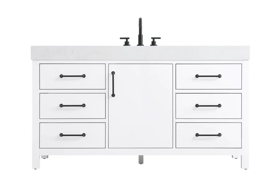 Nathan 60" Bathroom Vanity in White - Image 1