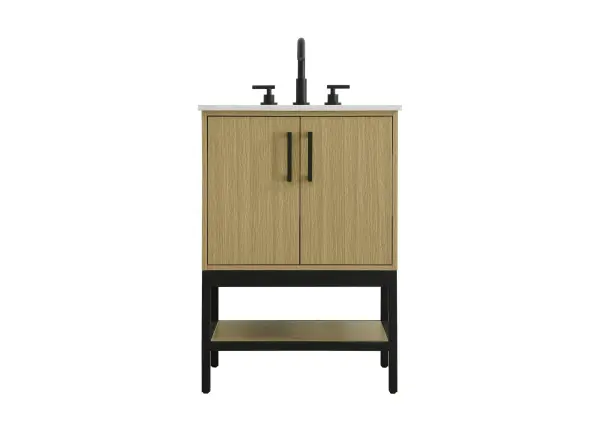 Dimensions
Width: 24"
Height: 22"
Depth: 34"
Counter Top Length: 24"
Counter Top Width: 22"
Counter Top Height: 0.75"
Sink Width: 17.13"
Sink Depth: 11.61"
Sink Height: 7"
Sink Drain Hole Size: 1.75"
Faucet Hole Spacing: 8"3 Holes"
Specifications
Assembly Required: No
Base Material: Solid wood and MDF and Metal
Counter Top Edge Style: straight
Counter Top Finish: marble white
Distressed Finish: No
Drain Assembly Included: No
Faucet Included: No
Faucet Type: Widespread
Finish (Color): Honey Brown
Vanity Material: Solid Wood and MDF
Hardware Finish: black
Harware Material: Aluminum alloy
Number of Faucet Holes: 3
Number of Sinks: 1
Product Shape: Rectangle
Product Type: Bathroom Vanities
Product Warranty: 1 year limited
Sink Mounting Type: Undermount
Vanity Backsplash: NO
Vanity Mounting Type: Free-Standing
99
Wire Included: No
Wood Type: Rubber wood
Shipment type: Oversized Ground
US Shipping Cost: $142.00
Drawers
Drawers Included: No
False Drawers: no
Shelves
Number of Shelves: 1
Shelf Width: 21.125
Cabinets
Number of Cabinets: 1
Cabinet Interior Width: 21.75
Cabinet Interior Depth: 21.5
Cabinet Interior Height: 19