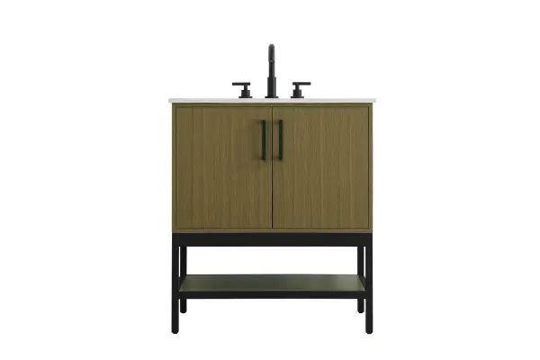 Dimensions
Width: 30"
Height: 22"
Depth: 34"
Counter Top Length: 30"
Counter Top Width: 22"
Counter Top Height: 0.75"
Sink Width: 17.13"
Sink Depth: 11.61"
Sink Height: 7"
Sink Drain Hole Size: 1.75"
Faucet Hole Spacing: 8"3 Holes"
Specifications
Assembly Required: No
Base Material: Solid wood and MDF and Metal
Counter Top Edge Style: straight
Counter Top Finish: marble white
Distressed Finish: No
Drain Assembly Included: No
Faucet Included: No
Faucet Type: Widespread
Finish (Color): Chestnut Brown
Vanity Material: Solid Wood and MDF
Hardware Finish: black
Harware Material: Aluminum alloy
Number of Faucet Holes: 3
Number of Sinks: 1
Product Shape: Rectangle
Product Type: Bathroom Vanities
Product Warranty: 1 year limited
Sink Mounting Type: Undermount
Vanity Backsplash: NO
Vanity Mounting Type: Free-Standing
117
Wire Included: No
Wood Type: Rubber wood
Shipment type: Oversized Ground
US Shipping Cost: $142.00
Drawers
Drawers Included: No
False Drawers: no
Shelves
Number of Shelves: 1
Shelf Width: 27.125
Cabinets
Number of Cabinets: 1
Cabinet Interior Width: 27.75
Cabinet Interior Depth: 21.5
Cabinet Interior Height: 19