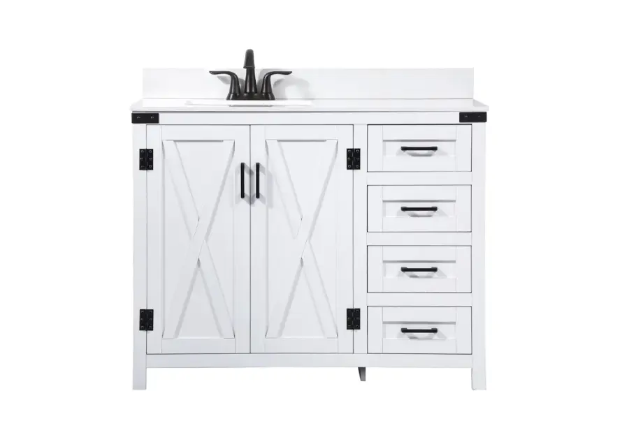 Grant 42" Single Bathroom Vanity in White