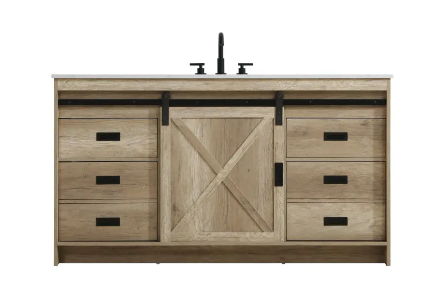 Austin 60" Bathroom Vanity in Natural Oak - Image 1