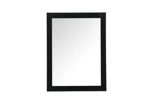 Equally functional and stylish, this rectangular mirror will complement your vanities and walls. Made from mdf, the narrow frame features a simple classic look. Ready to hang out of the box, hanging wall hardware is not provided. Back of the mirror has four brackets that can be hung in either horizontally or vertically. Collection: Aqua Rooms: bathroom Finish: black Width: 1.00" Height: 36.00" Length: 27.00" Weight: 22.00 lb Extension from Wall: 0.10" Material: MDF Country of Origin: China Manufacturer Warranty: 1 year limited Spec Sheet