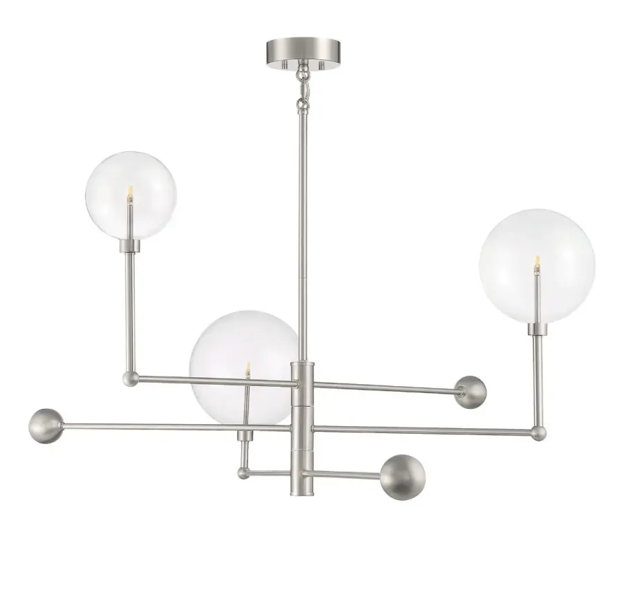 3-Light Chandelier in Brushed Nickel - Image 2