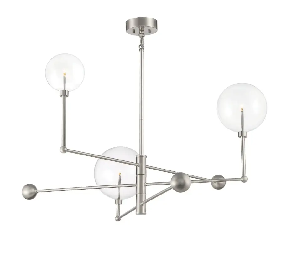 3-Light Chandelier in Brushed Nickel - Image 3