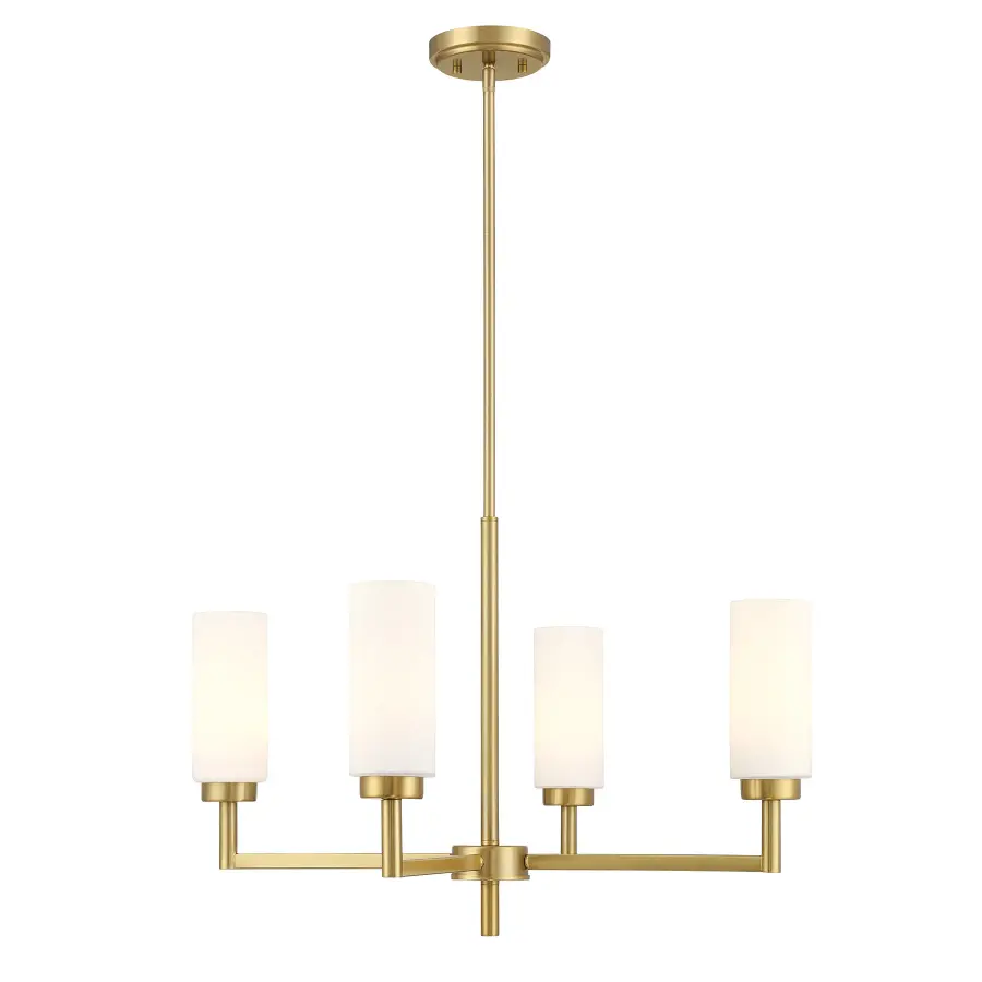 4-Light Chandelier in Natural Brass - Image 3