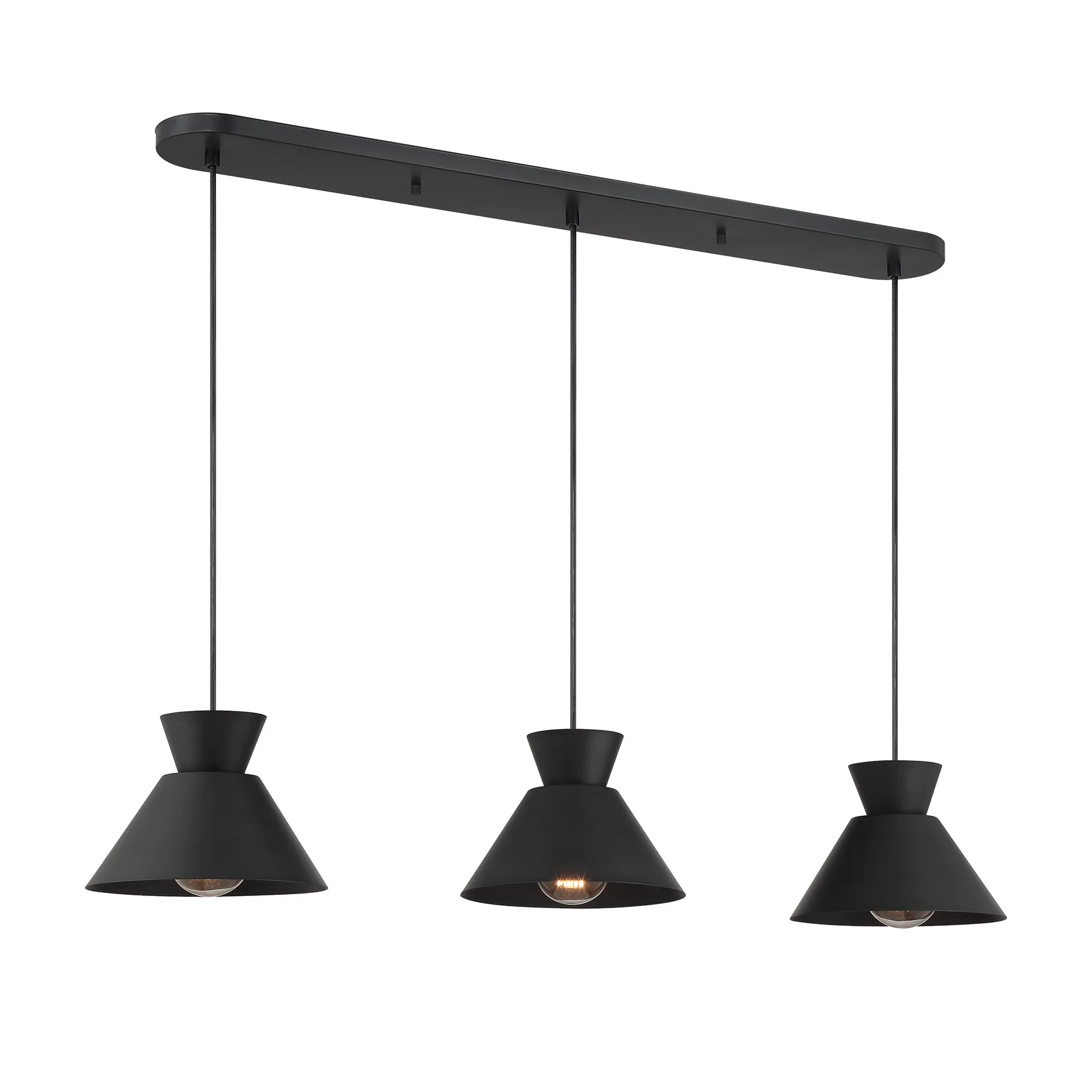 Three Light Linear Chandelier in Matte Black