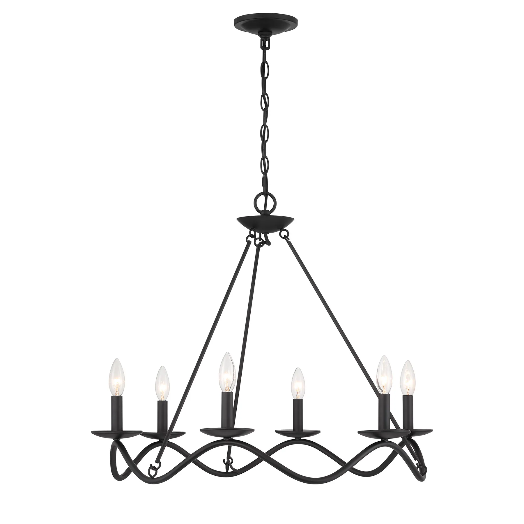 Six Light Chandelier in Matte Black
