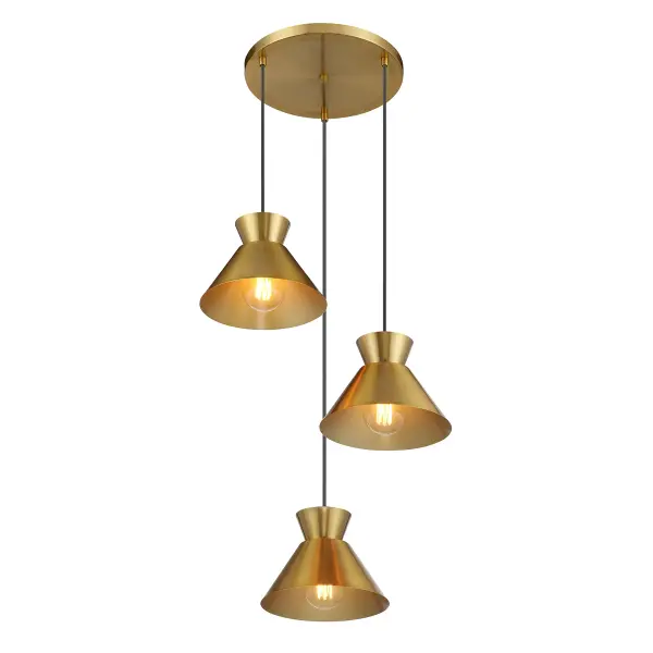 3-Light Multi-Point Chandelier in Natural Brass - Image 3