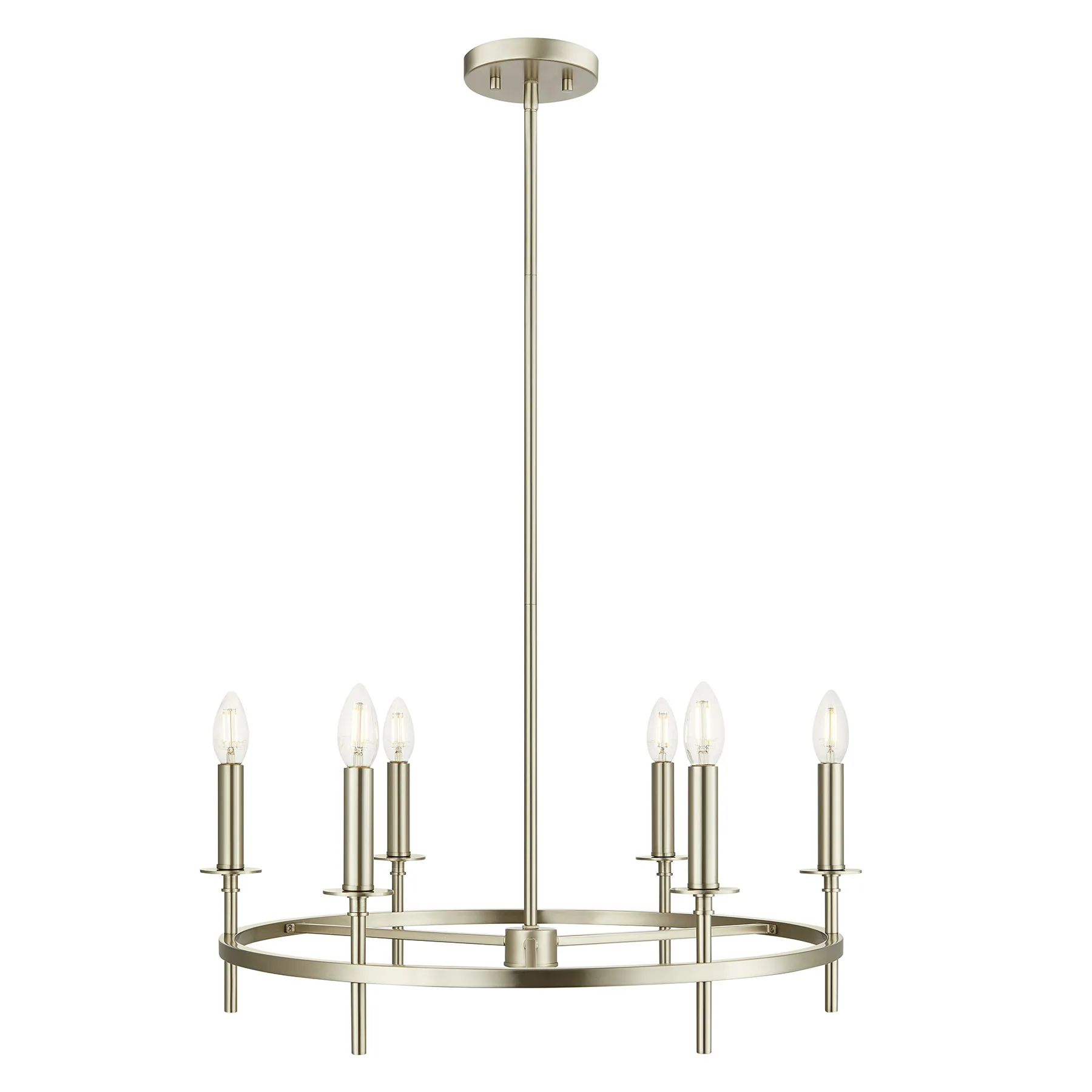 Six Light Chandelier in Brushed Nickel