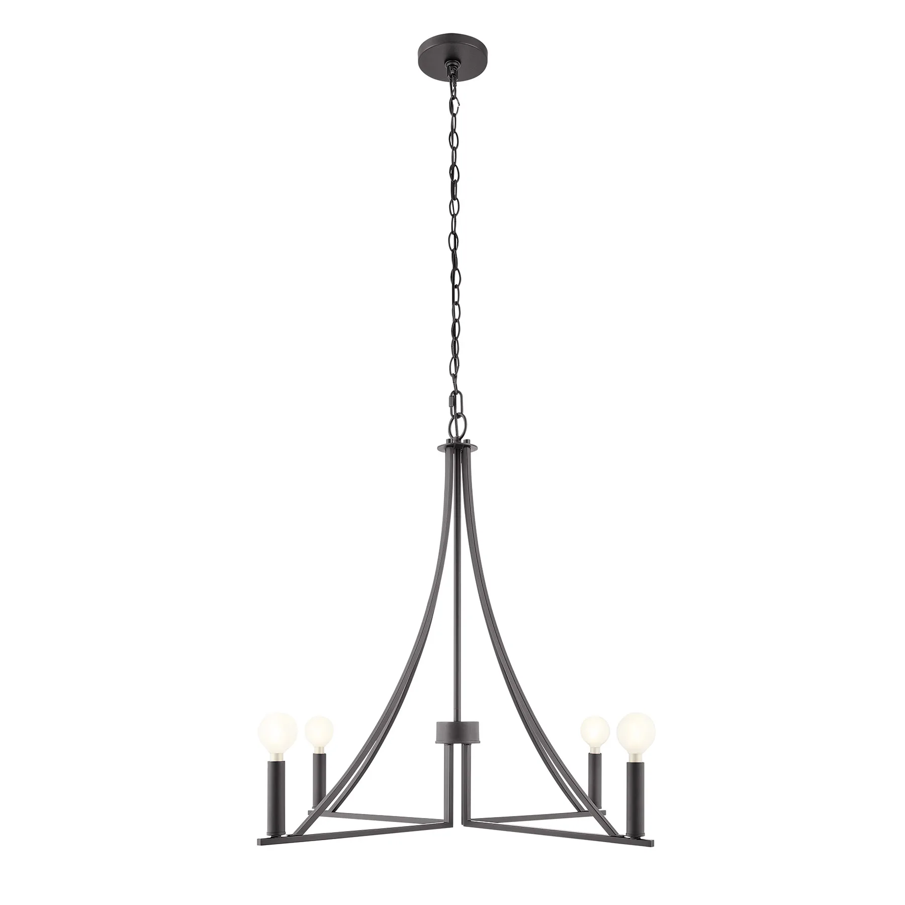 Four Light Chandelier in Matte Black