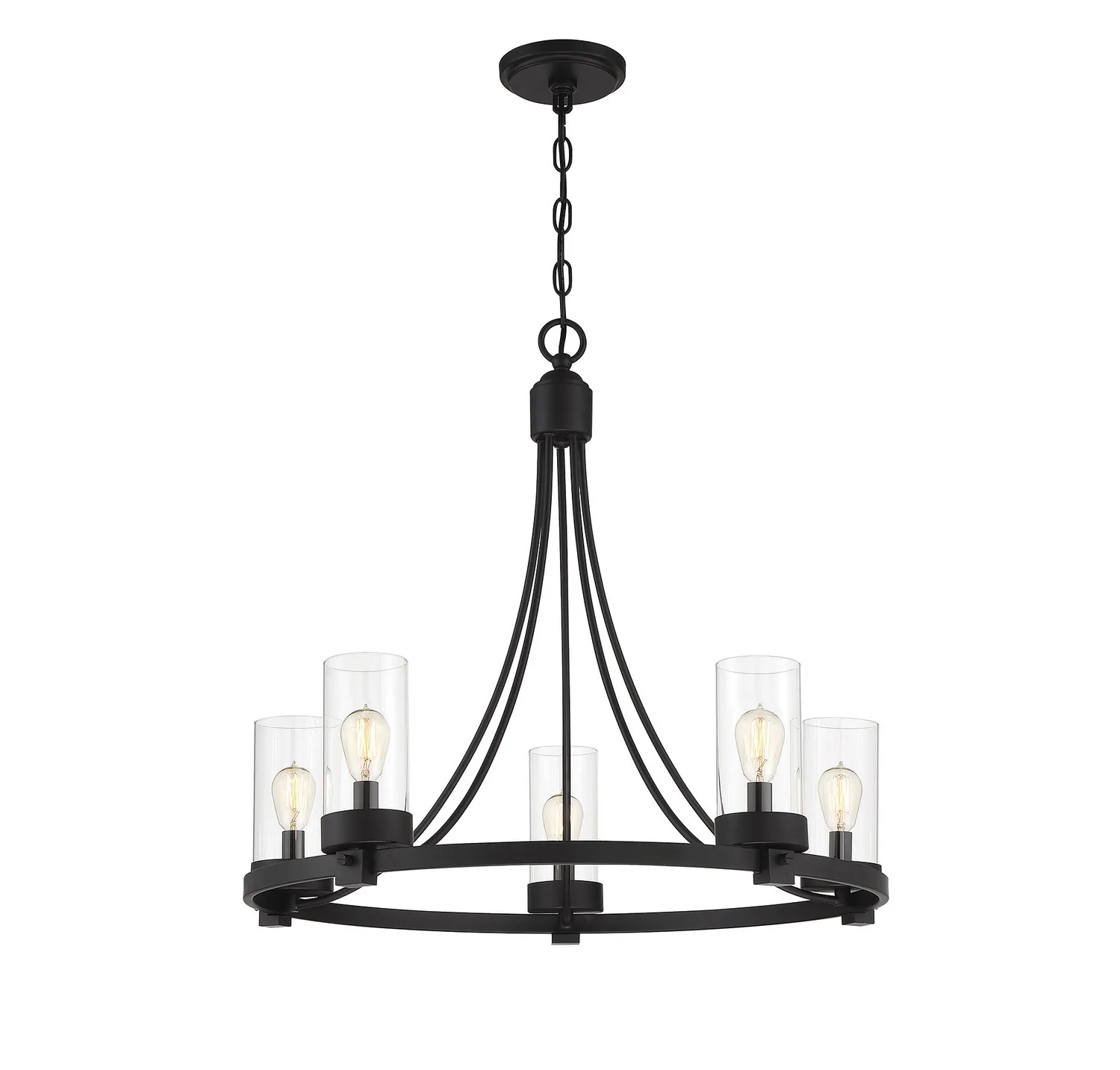 Mchan Five Light Chandelier in Matte Black