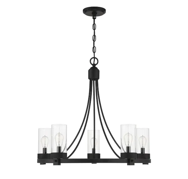 5-Light Chandelier in Matte Black - Image 2