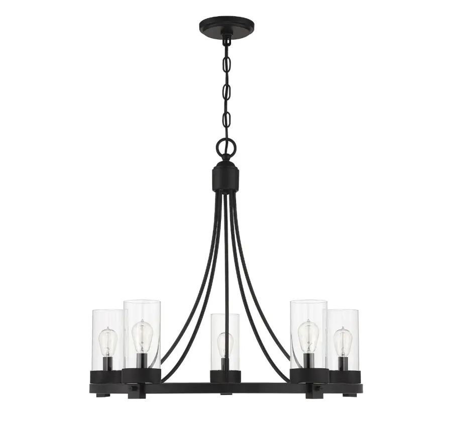 5-Light Chandelier in Matte Black - Image 2