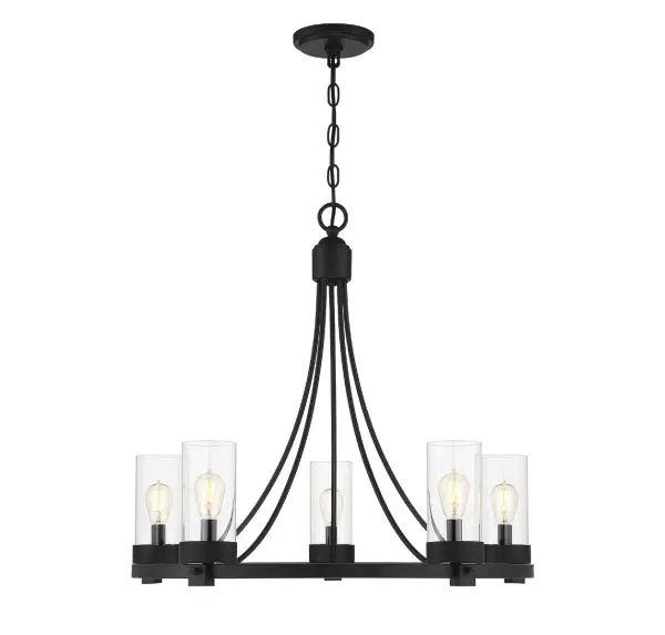 5-Light Chandelier in Matte Black - Image 3