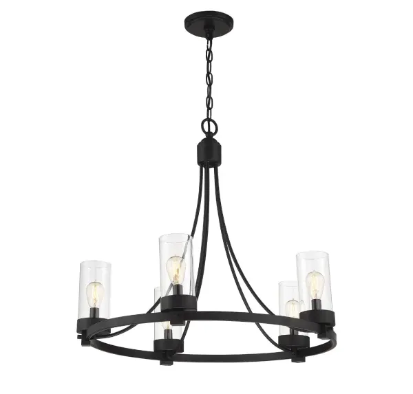 5-Light Chandelier in Matte Black - Image 4