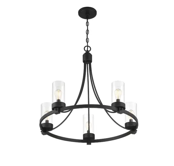 5-Light Chandelier in Matte Black - Image 5
