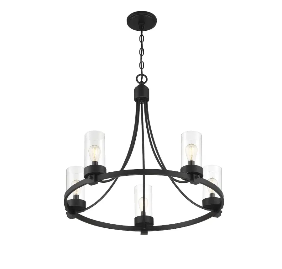 5-Light Chandelier in Matte Black - Image 5