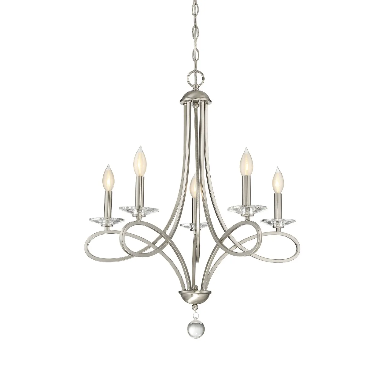 Mchan Five Light Chandelier in Brushed Nickel