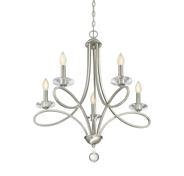 5-Light Chandelier in Brushed Nickel - Image 2
