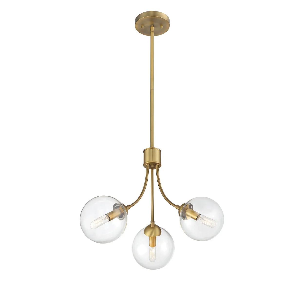 Mchan Three Light Chandelier in Natural Brass