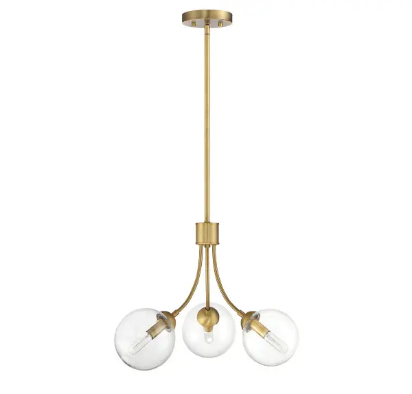 3-Light Chandelier in Natural Brass - Image 2