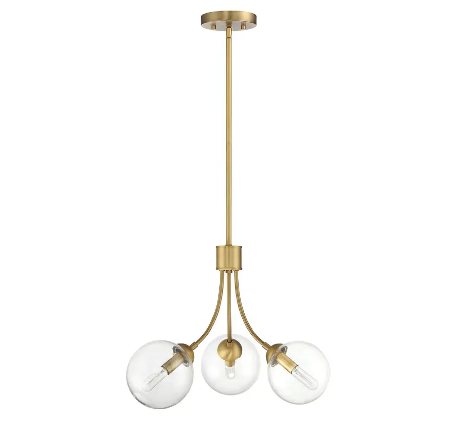 3-Light Chandelier in Natural Brass - Image 2