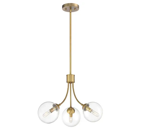 3-Light Chandelier in Natural Brass - Image 3